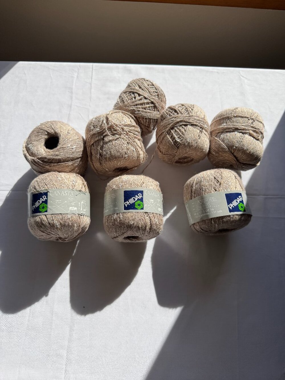 Phildar Canasta Beige and White Speckled Cotton Acrylic Yarn